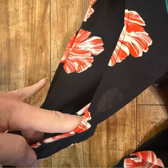 JACK Women’s Floral Black Pink Jumpsuit Jumper Wide Leg Short Sleeve Size Small - Picture 5 of 11